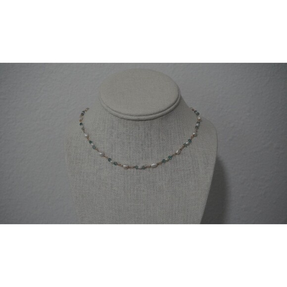Freshwater Pearl Blue Charm Necklace - Picture 1 of 8